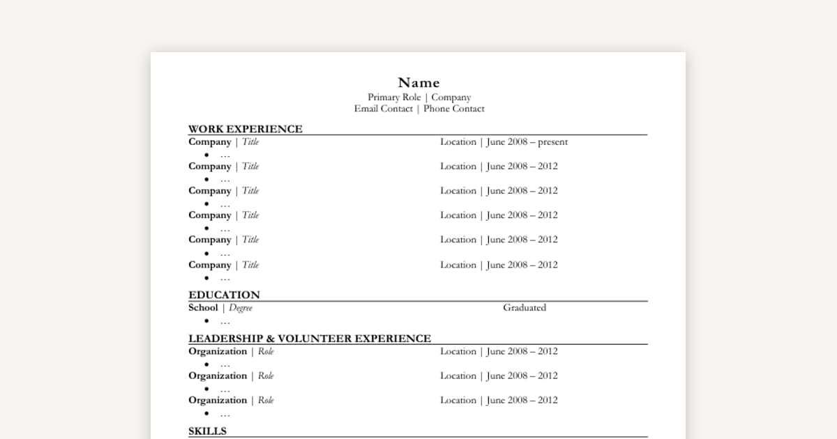 Best-in-Class MBA Resume Template