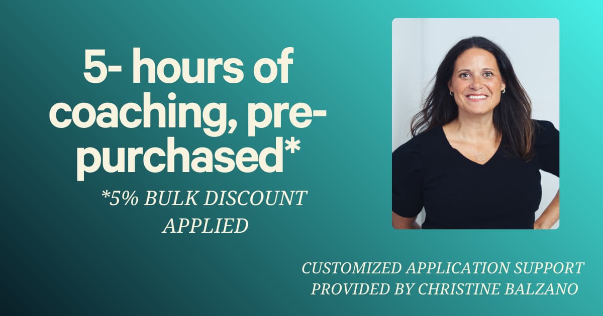 5 hour bundle-- all aspects of application preparation- 5% discount