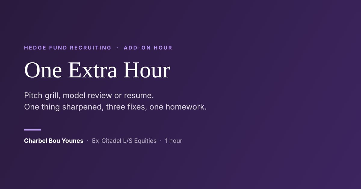 Add-on Hour: Pitch Grill, Model Review or Resume, Ex-Citadel L/S
