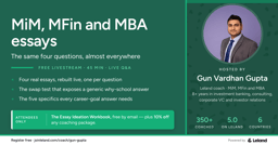 MiM, MFin and MBA Essays, Dissected: The Same Four Questions, Almost Everywhere