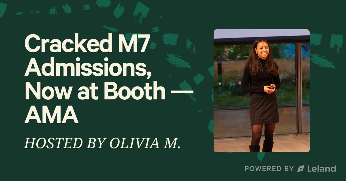 Cracked M7 Admissions, Now at Booth — AMA