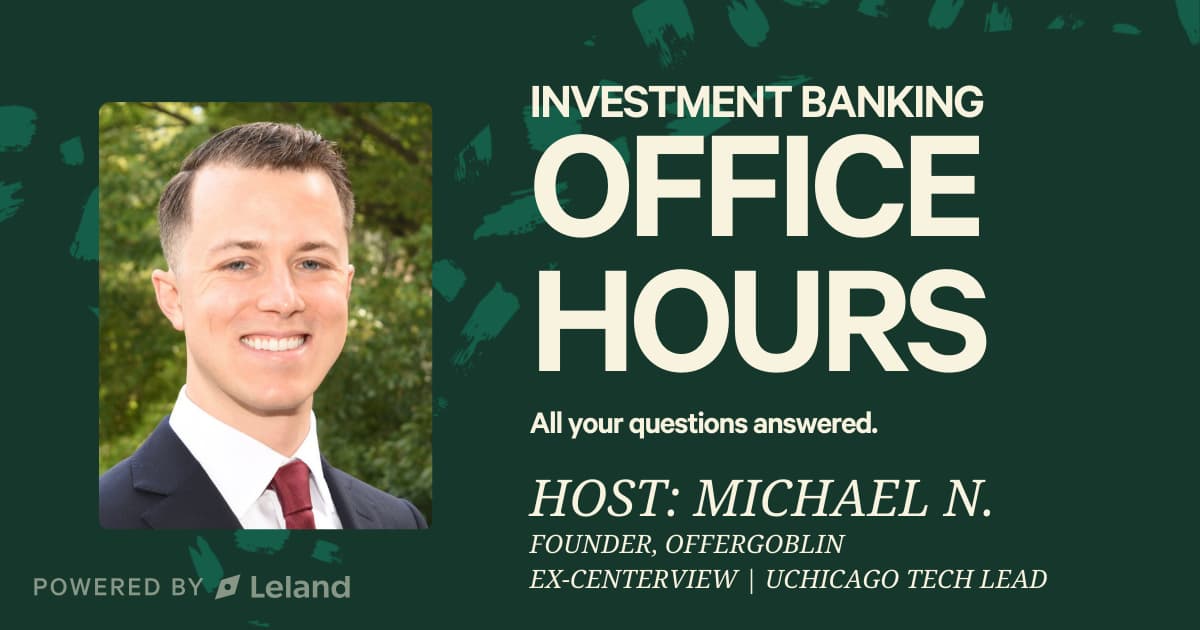 Investment Banking Office Hours