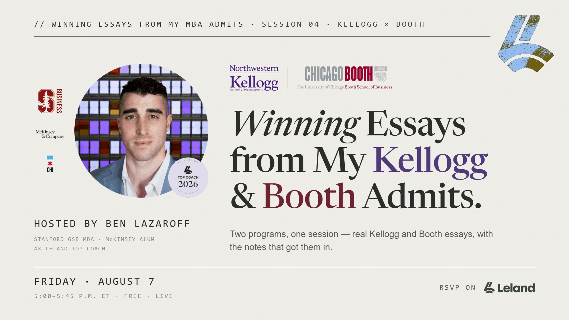 Winning Essays from my Kellogg & Booth Admits