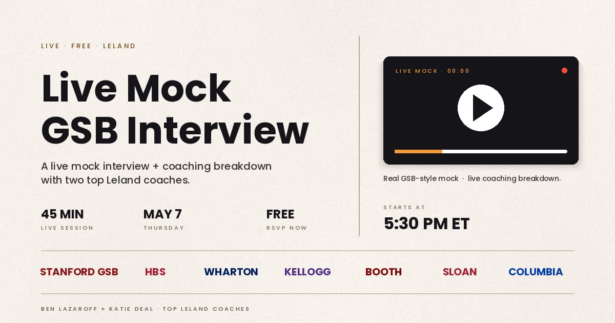 Live Mock Stanford GSB Interview
