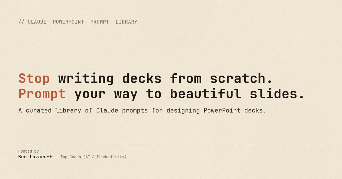Claude in PowerPoint Prompt Library - Build Beautiful Presentations