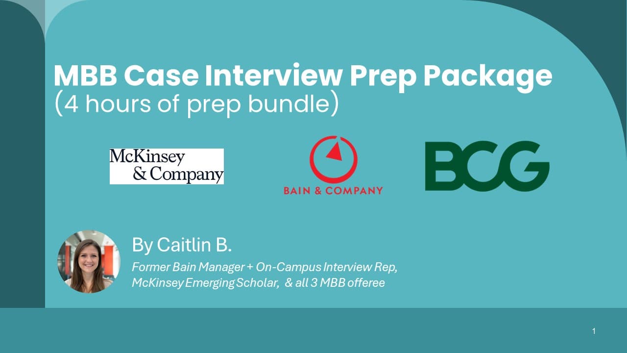 MBB Case Interview Prep Package (4 1-hr sessions - bulk discount)