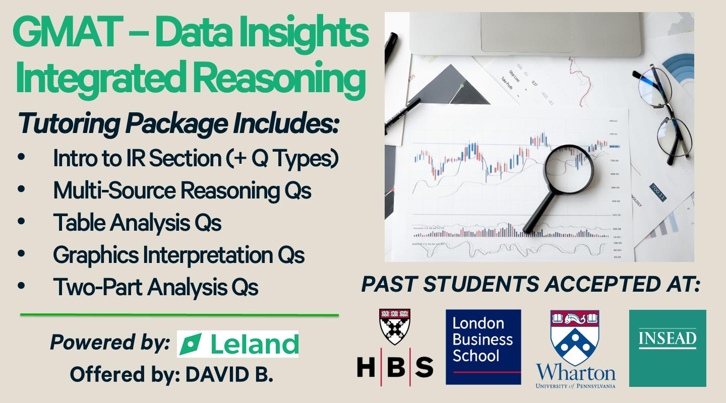 GMAT Data Insights - Integrated Reasoning Tutoring Package