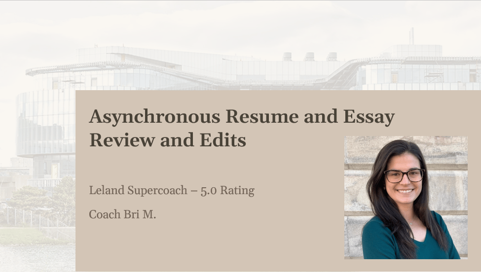 Asynchronous MBA Resume and Essay Review and Edits