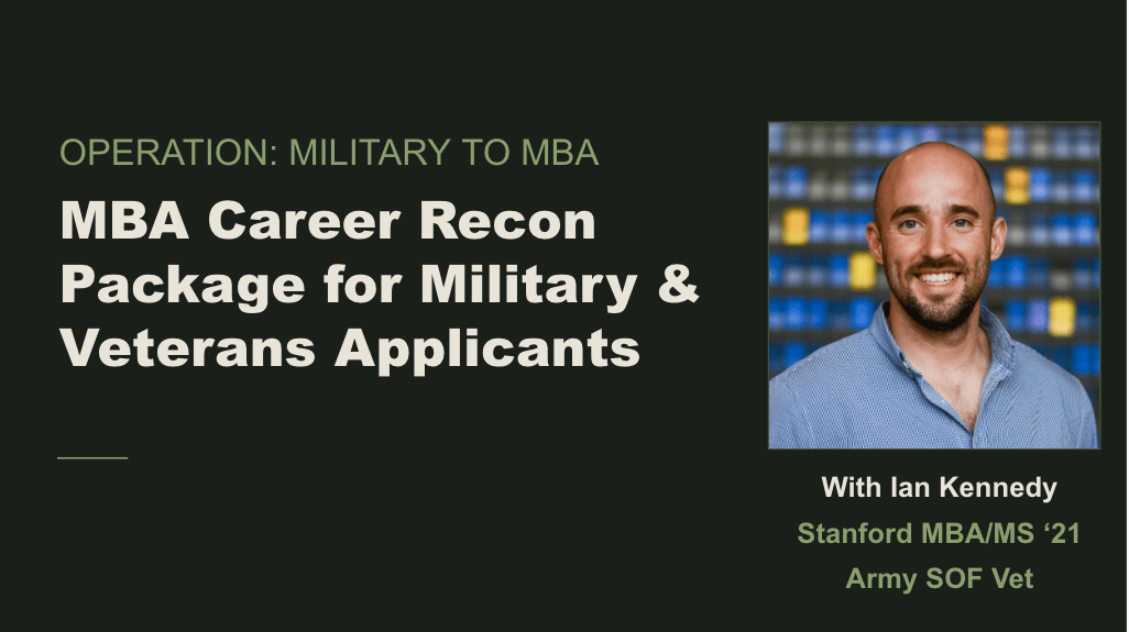 MBA Career Recon Package for Military & Veterans Applicants