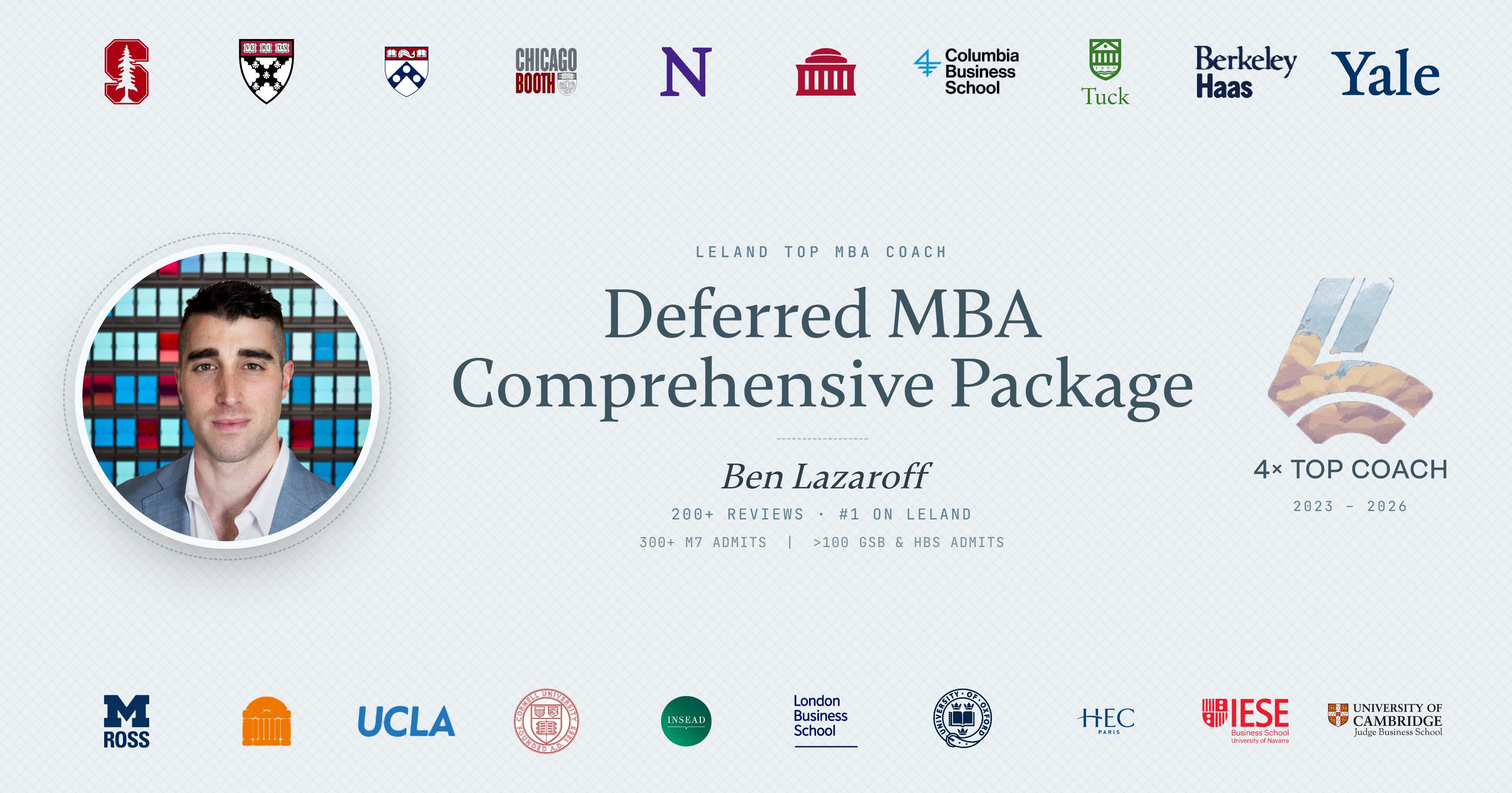 Deferred MBA Applications | Comprehensive Package