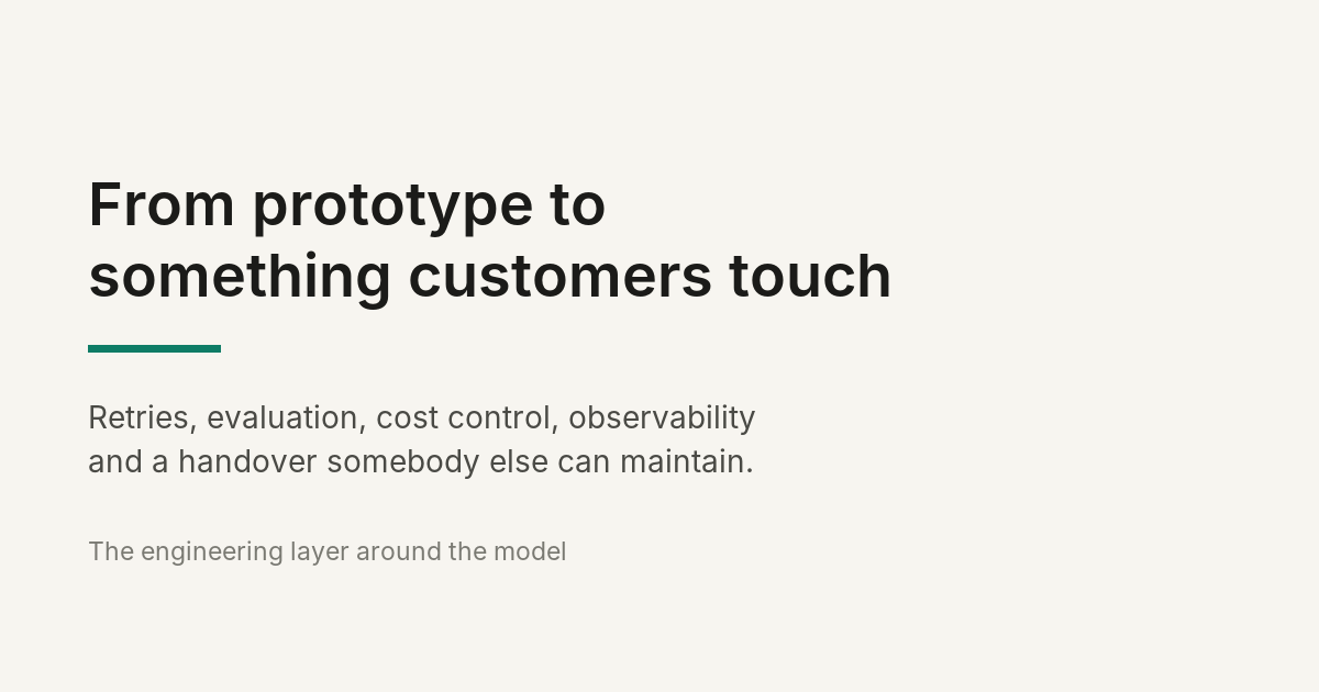 Production AI hardening, evals, fallbacks, cost and latency