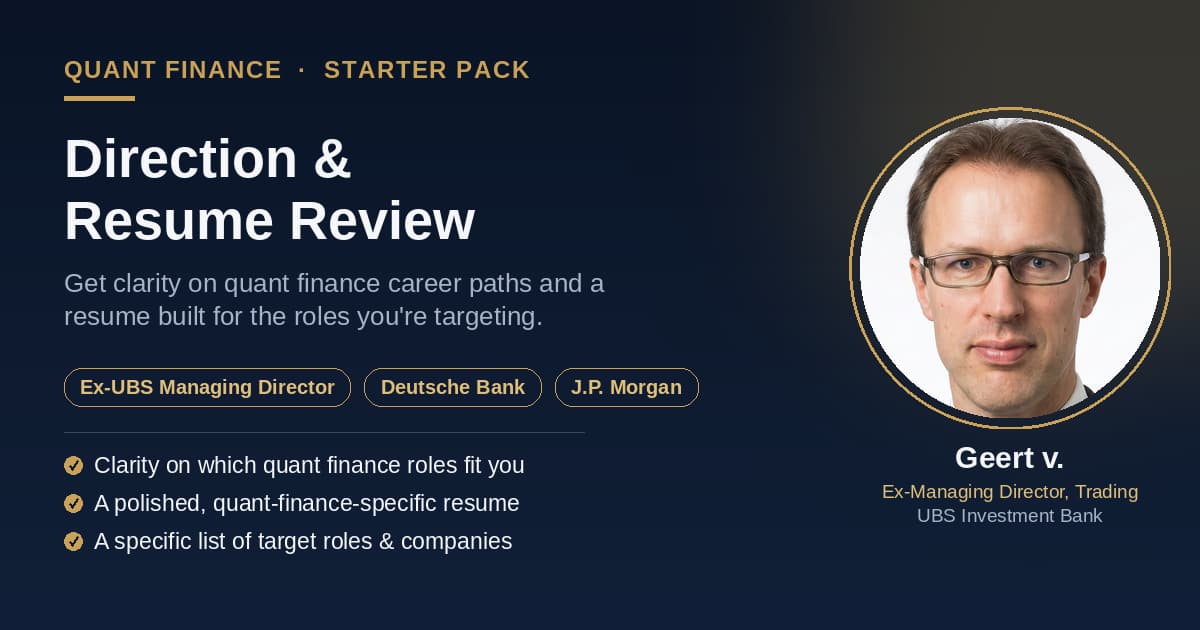 Quant Finance Starter Pack: Direction & Resume Review