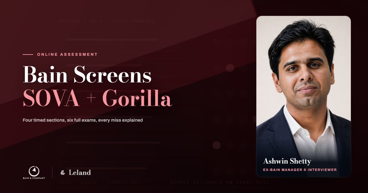 Bain Online Screens: SOVA + TestGorilla Simulations