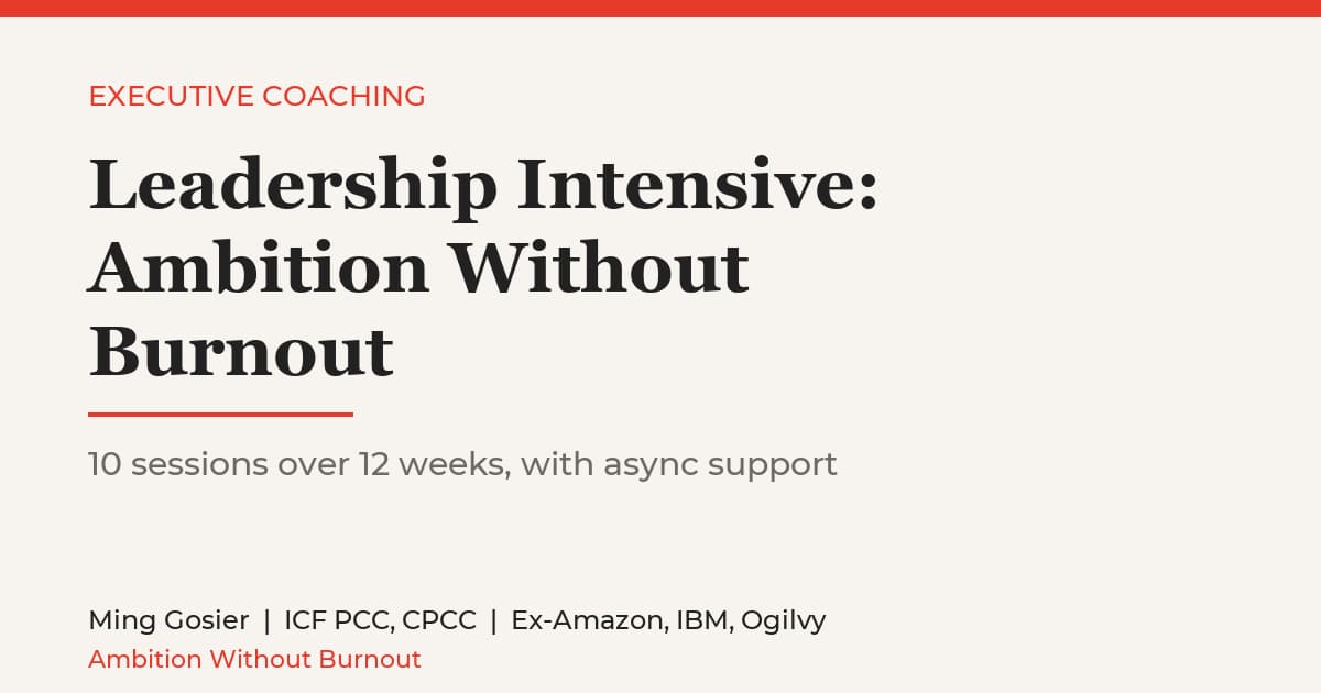 Leadership Intensive: Ambition Without Burnout (10 sessions, 12 weeks)