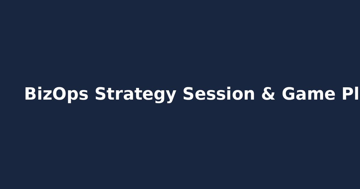 BizOps Strategy Session & Game Plan