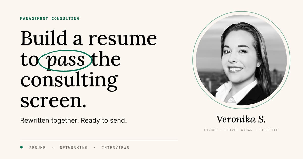 Build a resume to pass the consulting screen