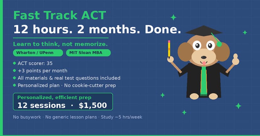 Fast Track ACT improvement. 12 hours/ 2 months. +3 points/mo. UPenn / MIT.